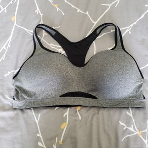 Comfortable black and gray sports bra, 40DD.